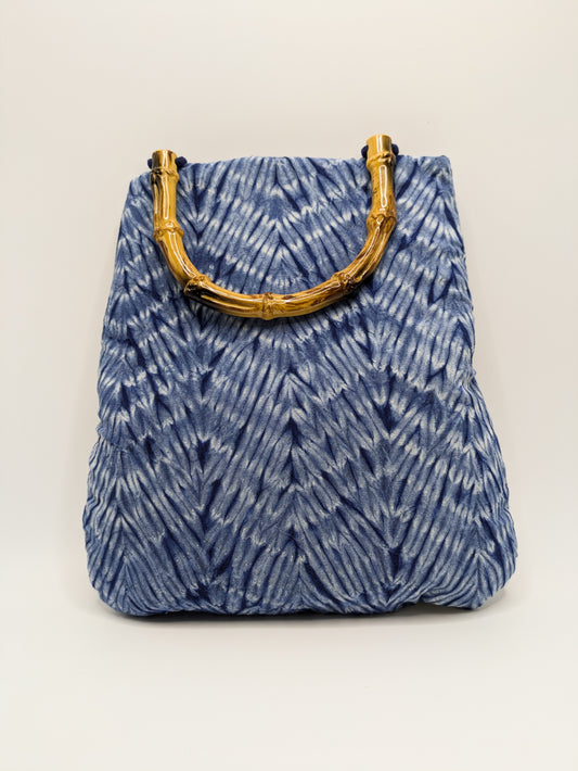 Sac à Main Artisanal En Coton Tie-Dye Bleu